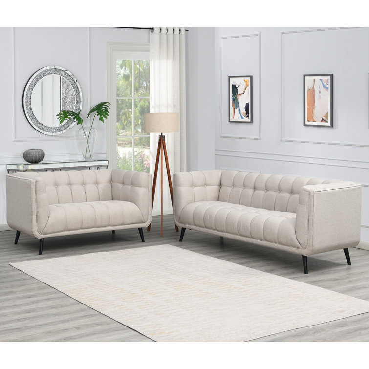 Corrigan Studio® Modern MidCentury 2Piece Button Tufted Upholstered